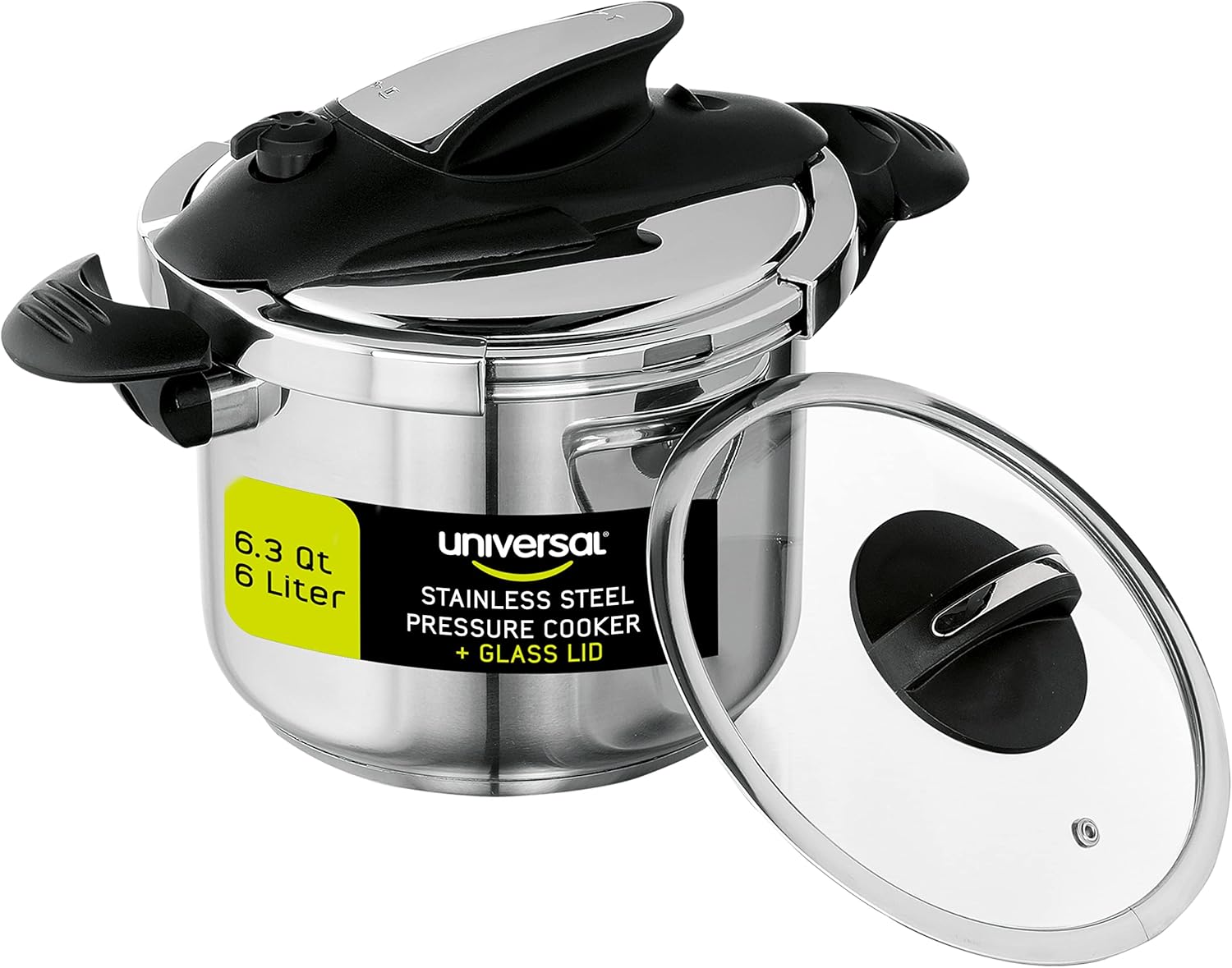 Universal 6.3 Quart Stainless Steel Pressure Cooker for Easy Meals