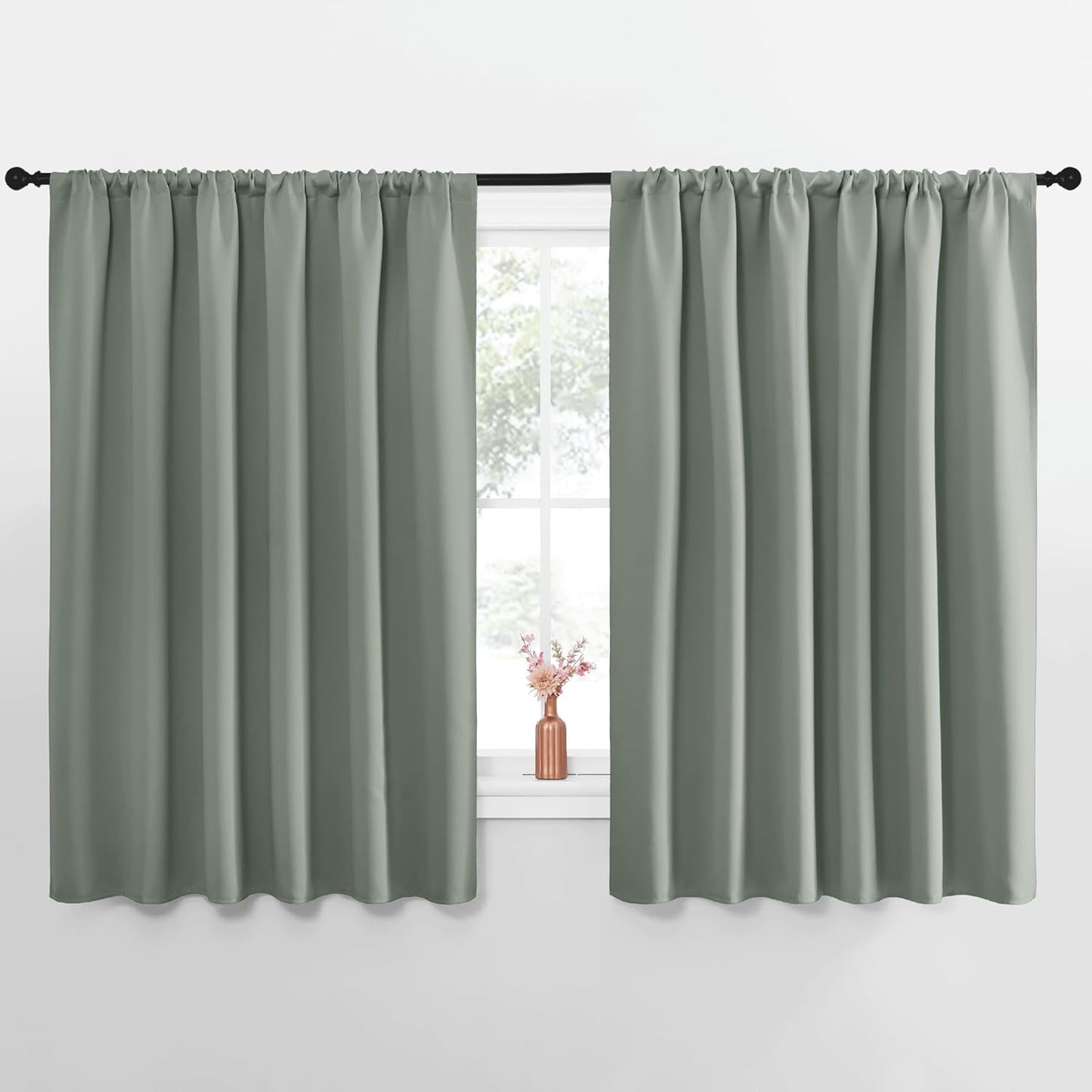 NICETOWN Blackout Curtains for Bedroom - Greyish Green Panels