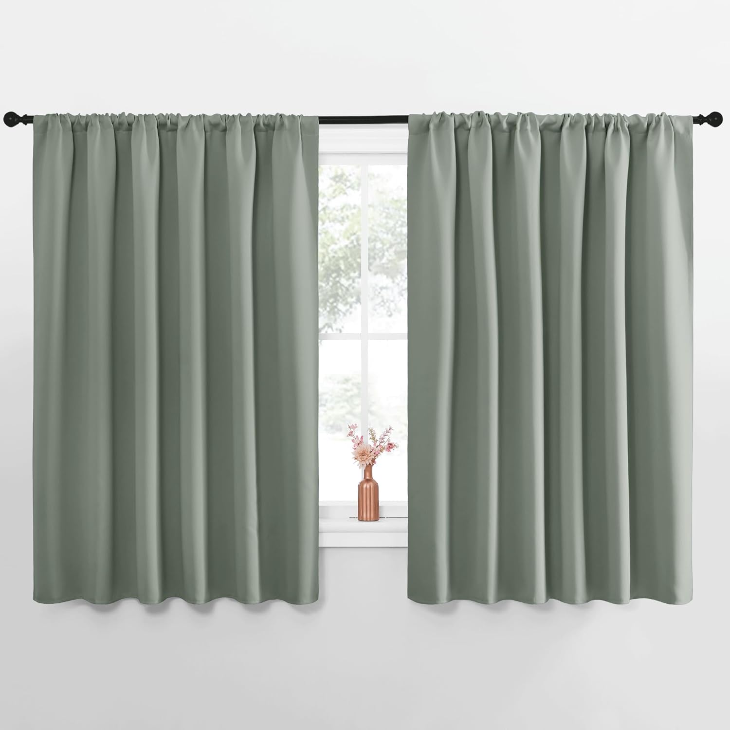 NICETOWN Blackout Curtains for Bedroom - Greyish Green Panels