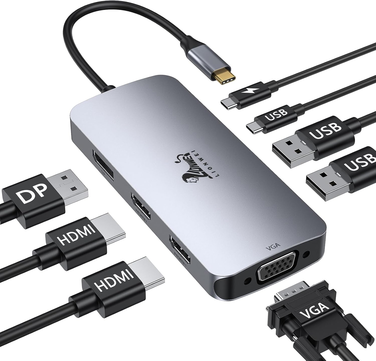 LIONWEI USB C Docking Station for Dual and Triple Monitors