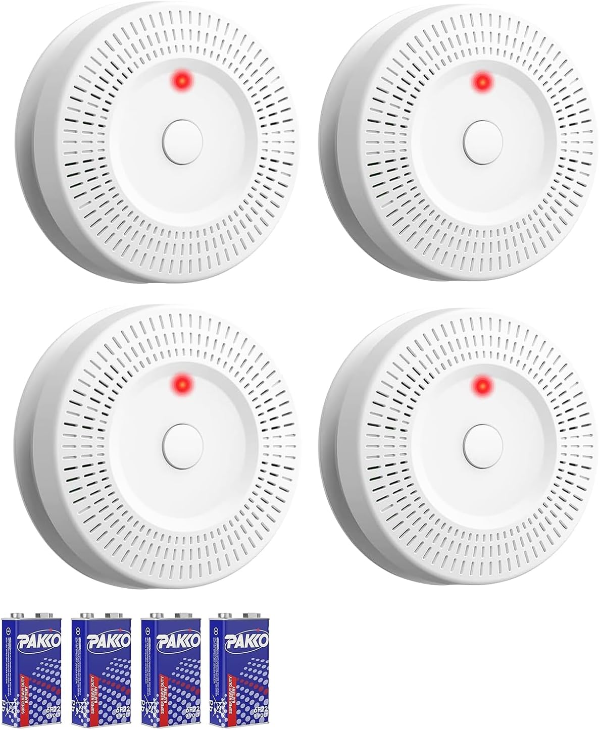 Smoke Detector with LED Indicator for Home Safety - 4 Pack