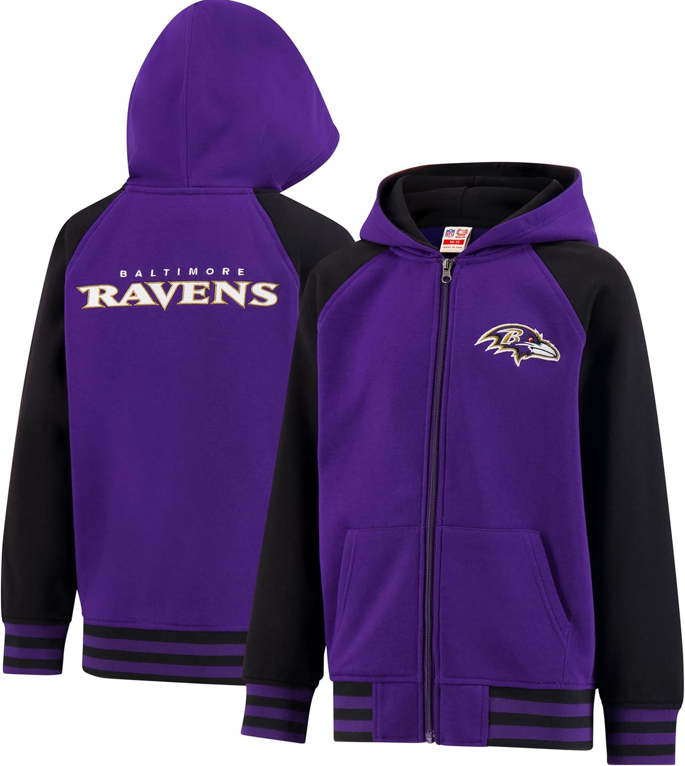 Ultra Game Youth NFL Official Super Soft Full Zip Varsity Hoodie