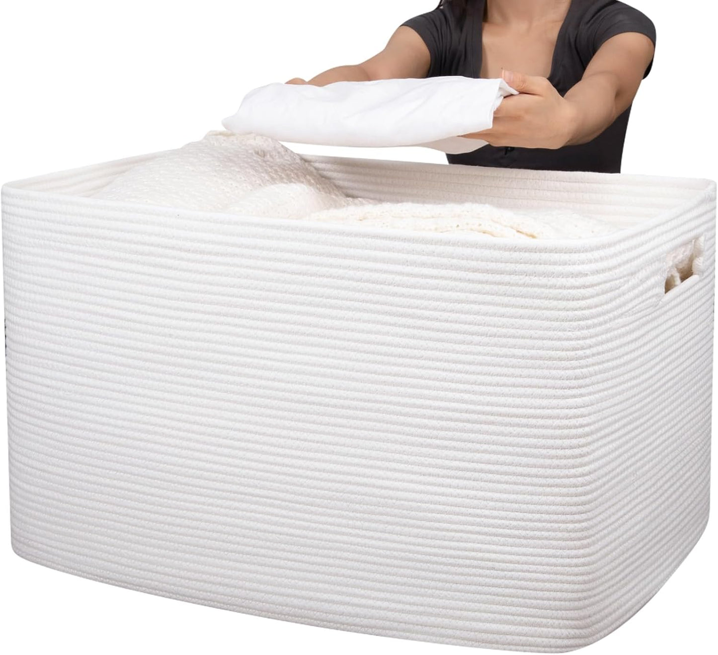 XXXLarge Cotton Rope Storage Basket for Organizing Clothes and Toys
