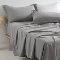 PANDATEX Elephant Grey Full Size 4 Piece Sheet Set - Linen-Textured