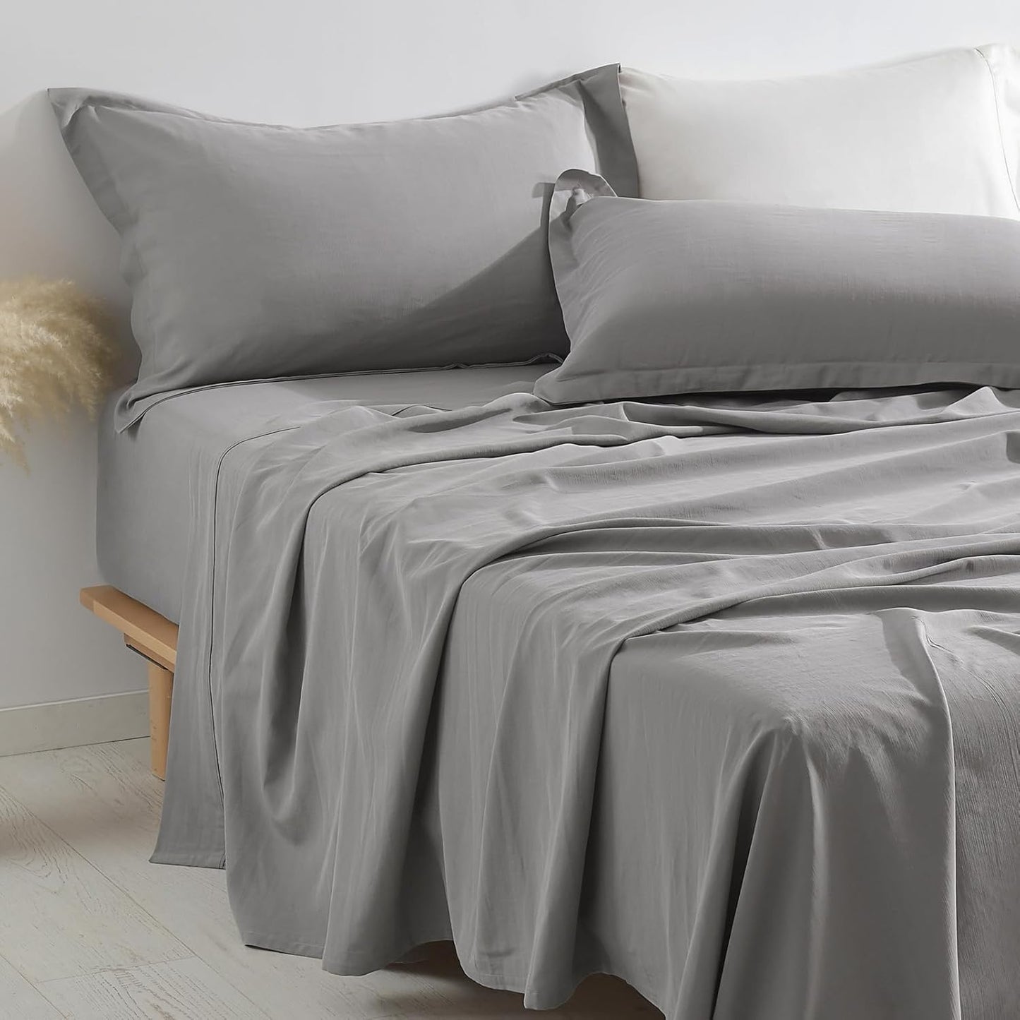 PANDATEX Elephant Grey Full Size Sheet Set for Hot Sleepers