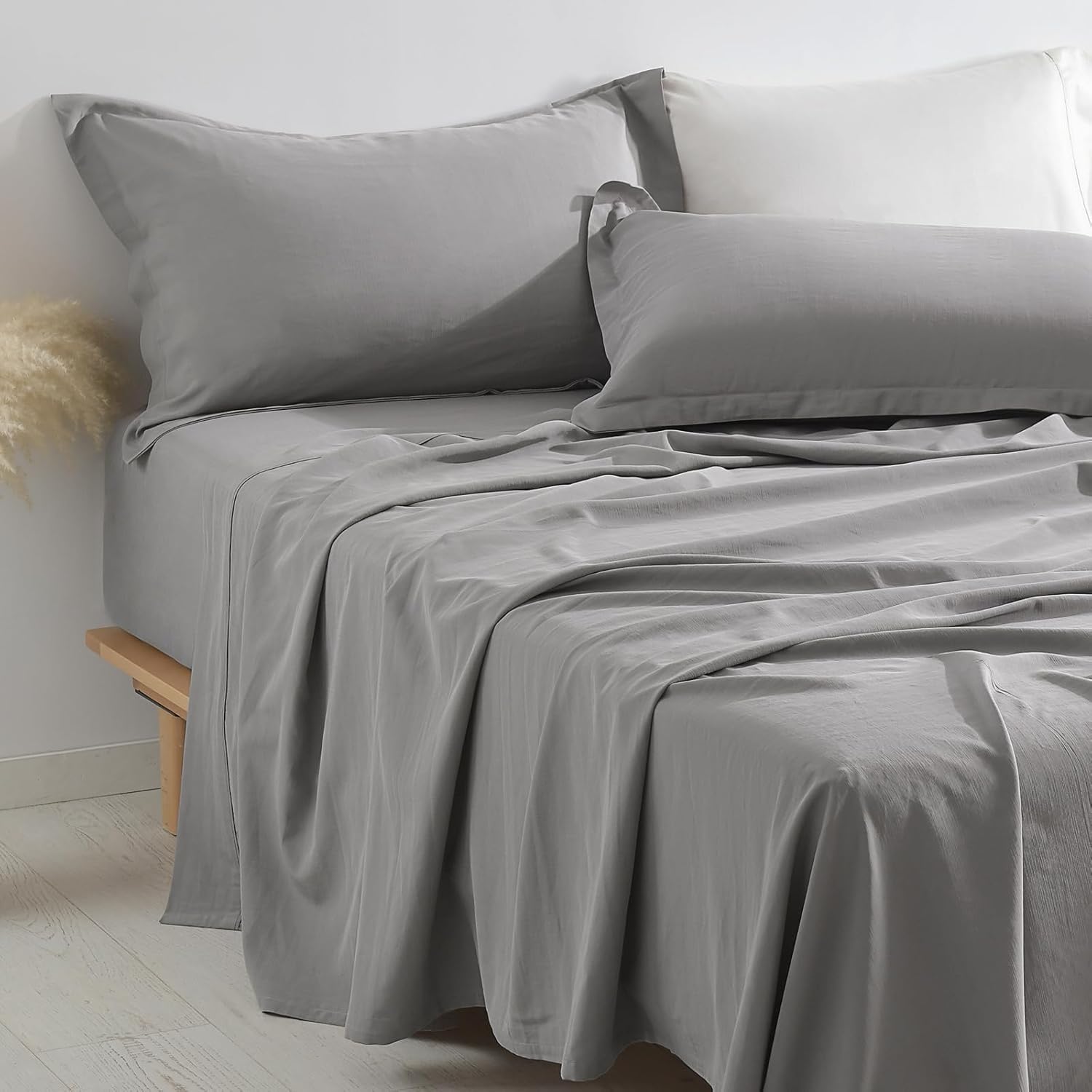 PANDATEX Elephant Grey Full Size Sheet Set for Hot Sleepers