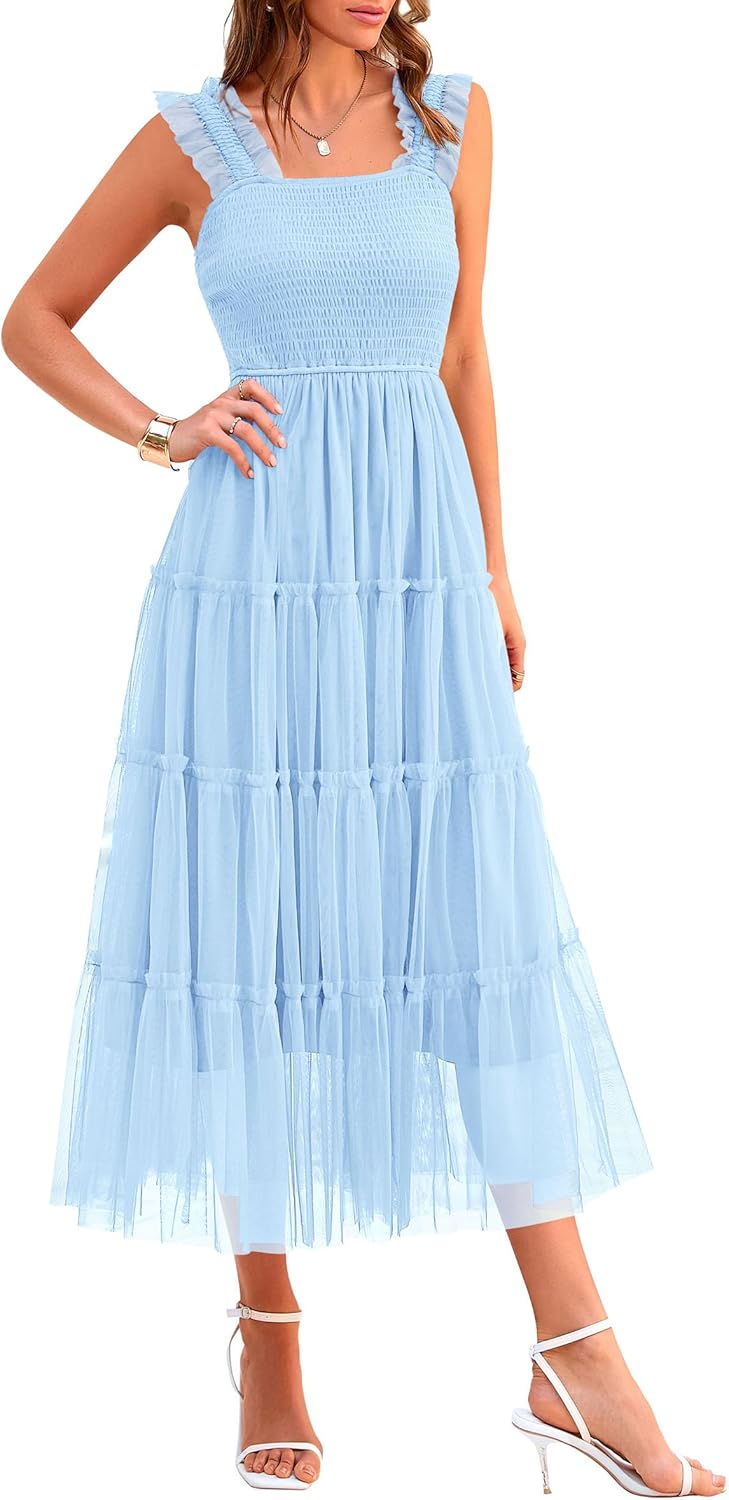 PRETTYGARDEN Women's Summer Tulle Midi Dress for Any Occasion
