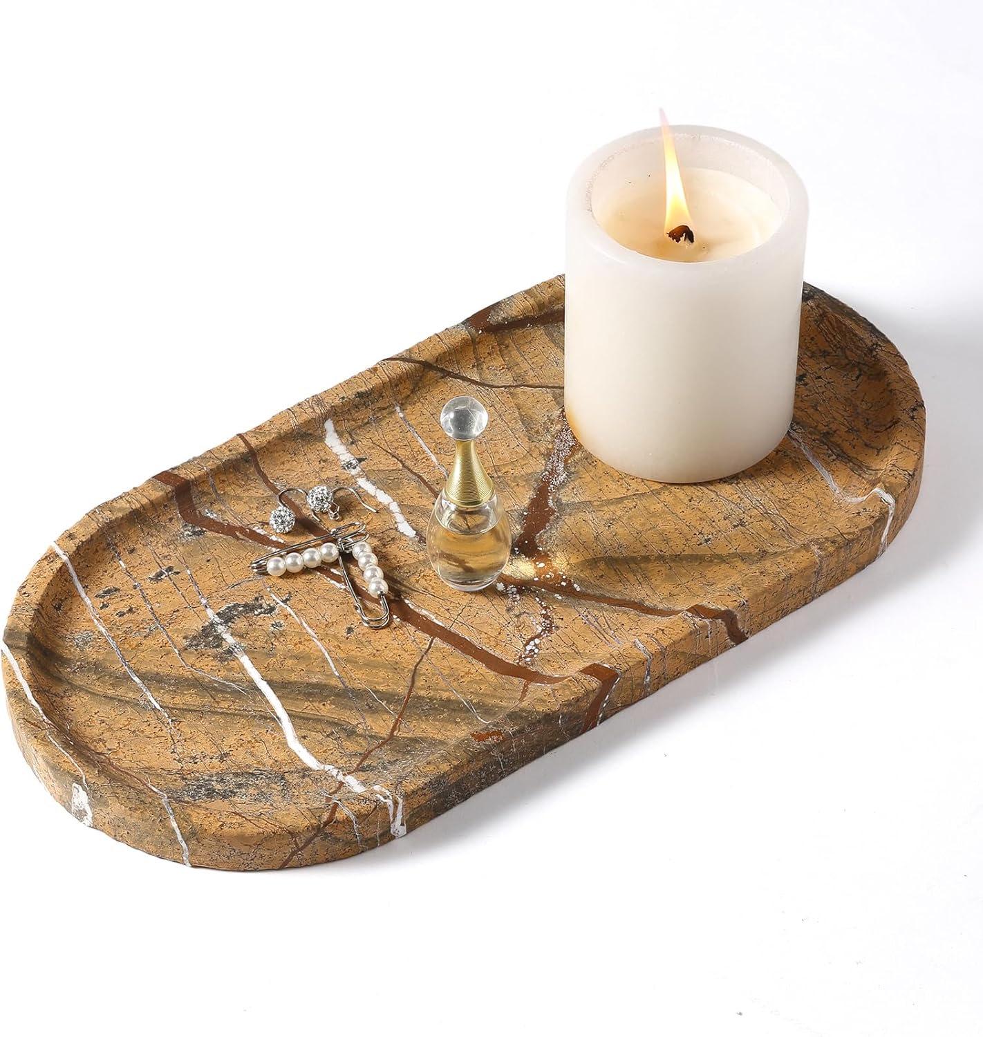 Koville Indian Natural Marble Decorative Tray for Home Elegance