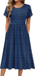 Women's Summer Floral A-Line Midi Dress - Lightweight Casual Fit