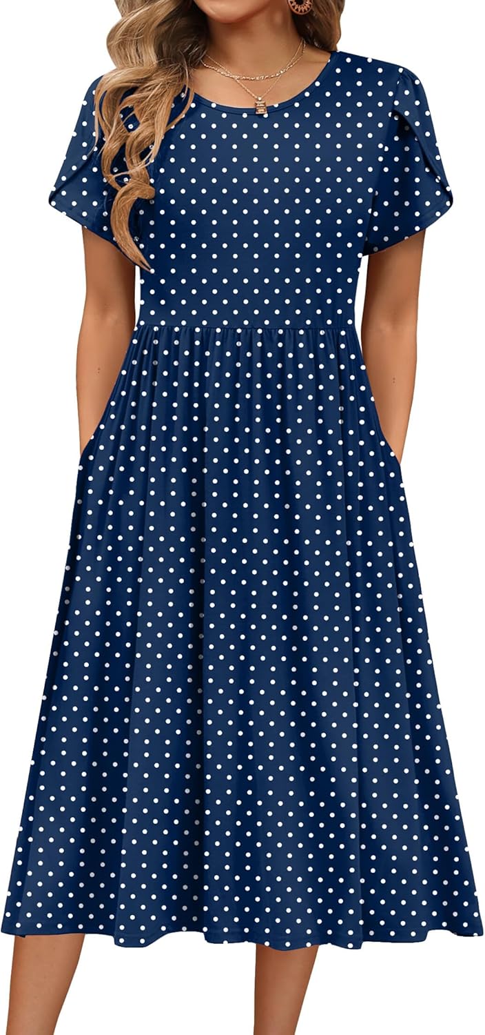 HOTOUCH Women's Summer Short Sleeve A-Line Midi Dresses Review