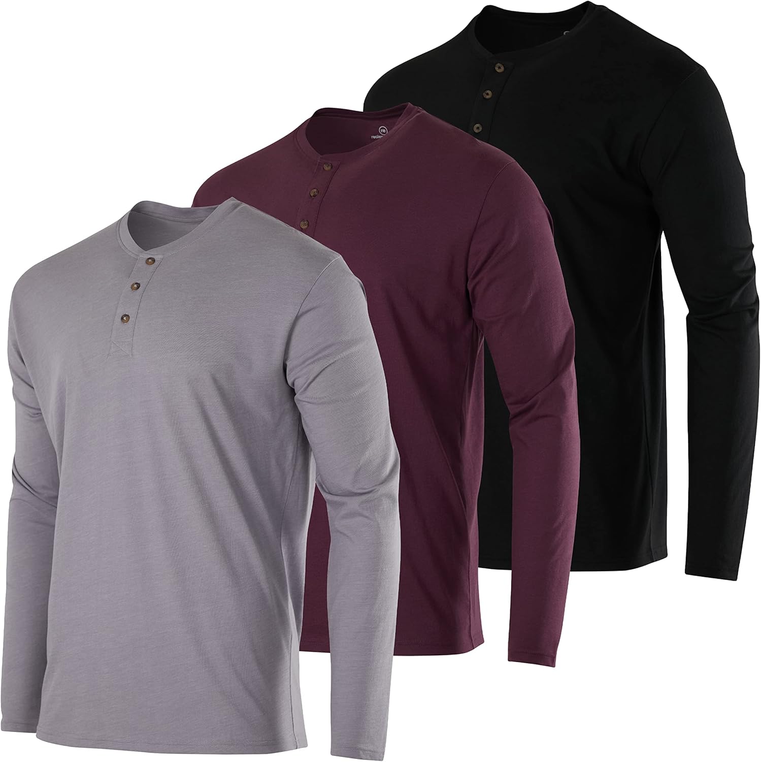 Real Essentials 3 Pack Men's Cotton Henley T-Shirts for All Occasions