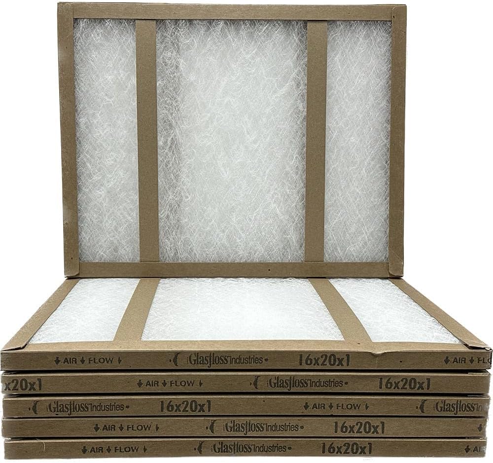 16x20x1 Glasfloss Fiberglass Air Filter for Home HVAC Systems
