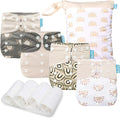 Baby Cloth Diapers Set 4-Pack - Reusable Pocket Diapers with Inserts