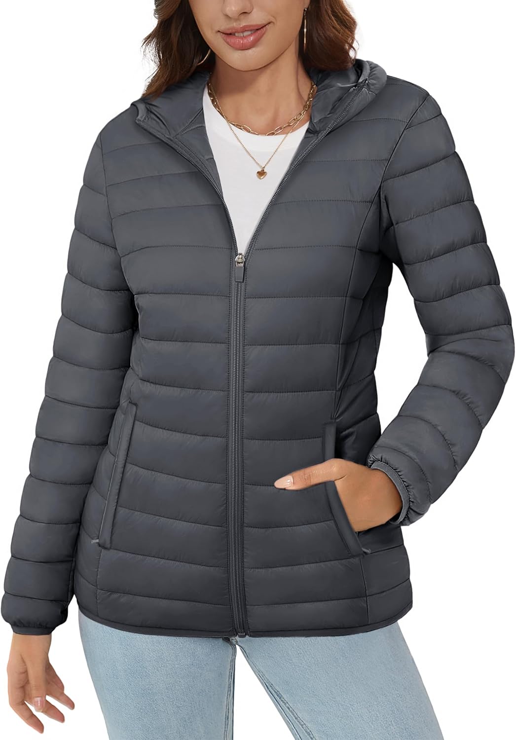 Lightweight Hooded Puffer Jacket for Women - Warm & Stylish