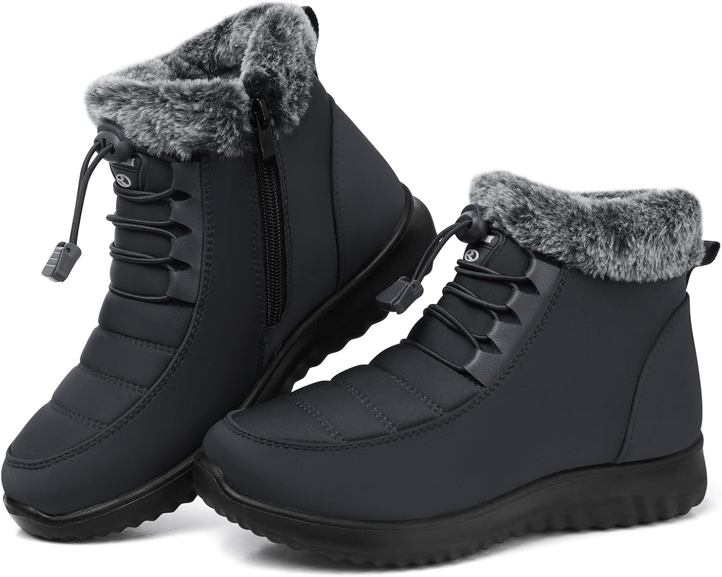 Warm Faux Fur Lined Winter Boots for Women - Adjustable Zipper