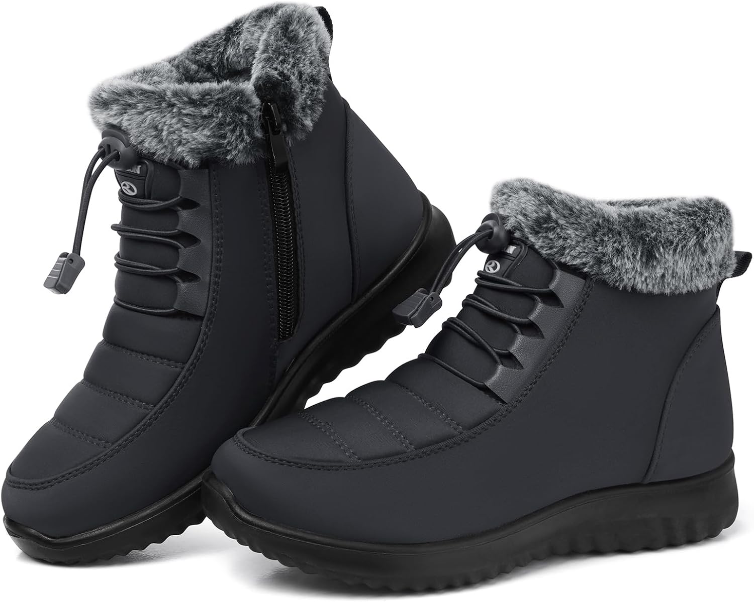 Warm Faux Fur Lined Winter Boots for Women - Adjustable Zipper