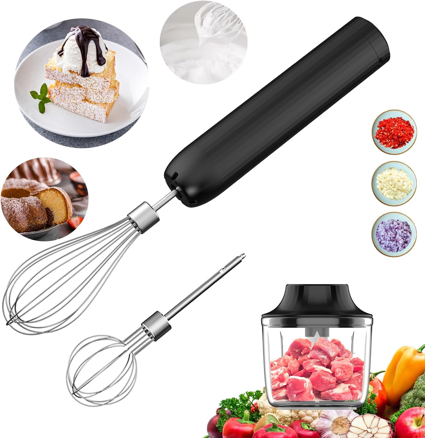 4-Speed Cordless Hand Mixer & Food Processor