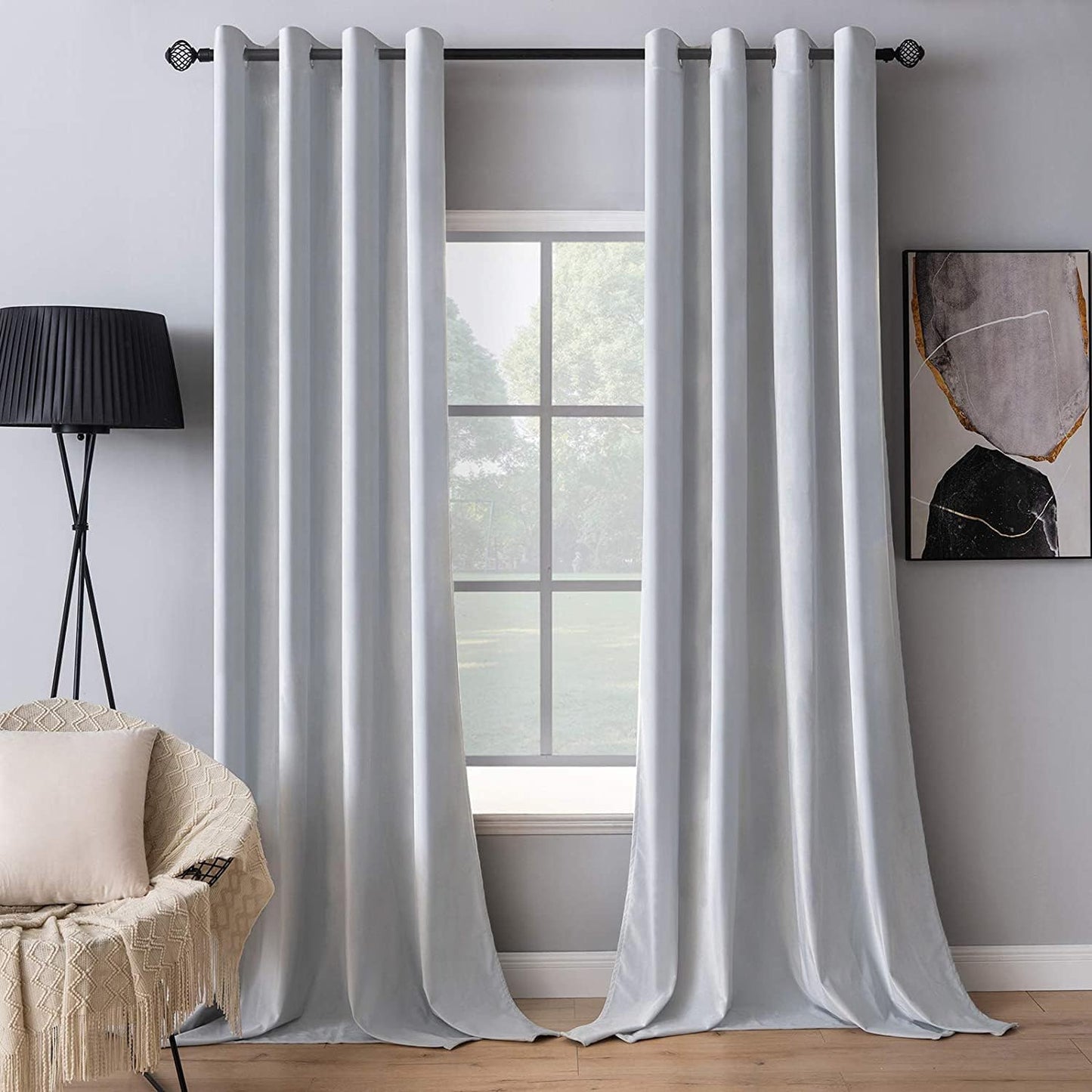 MIULEE Greyish White Velvet Curtains for Elegant Room Decor