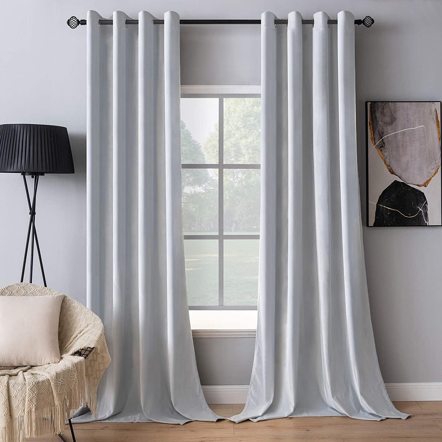 MIULEE Greyish White Velvet Curtains for Elegant Room Decor