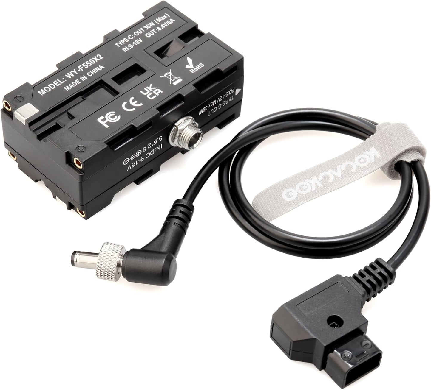 D-Tap to Double-Sided NP-F Dummy Battery Power Adapter for Monitors