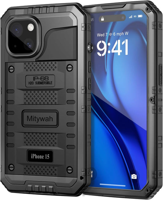 Mitywah Waterproof Case for iPhone 15 - Heavy Duty Protection