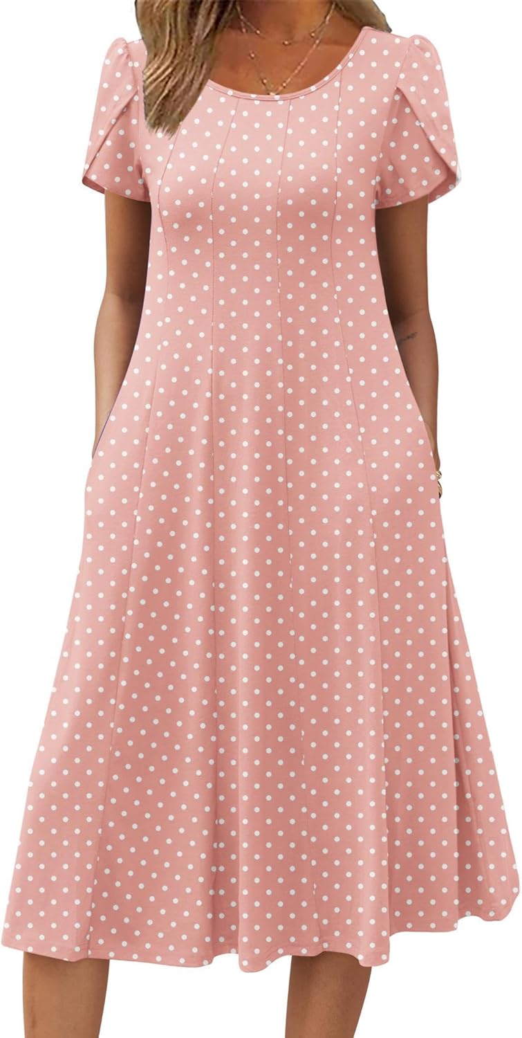 Zeagoo Womens Casual Dresses Flare Midi Dress for Summer