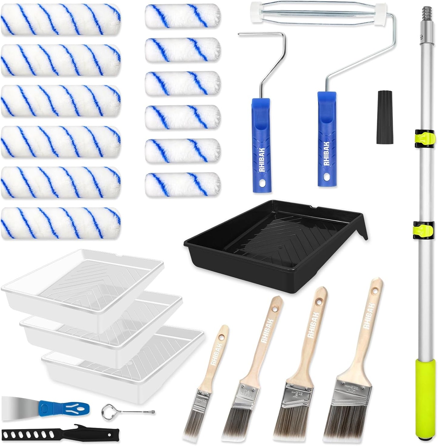 Paint Roller Kit with Extension Pole for Professional Painting