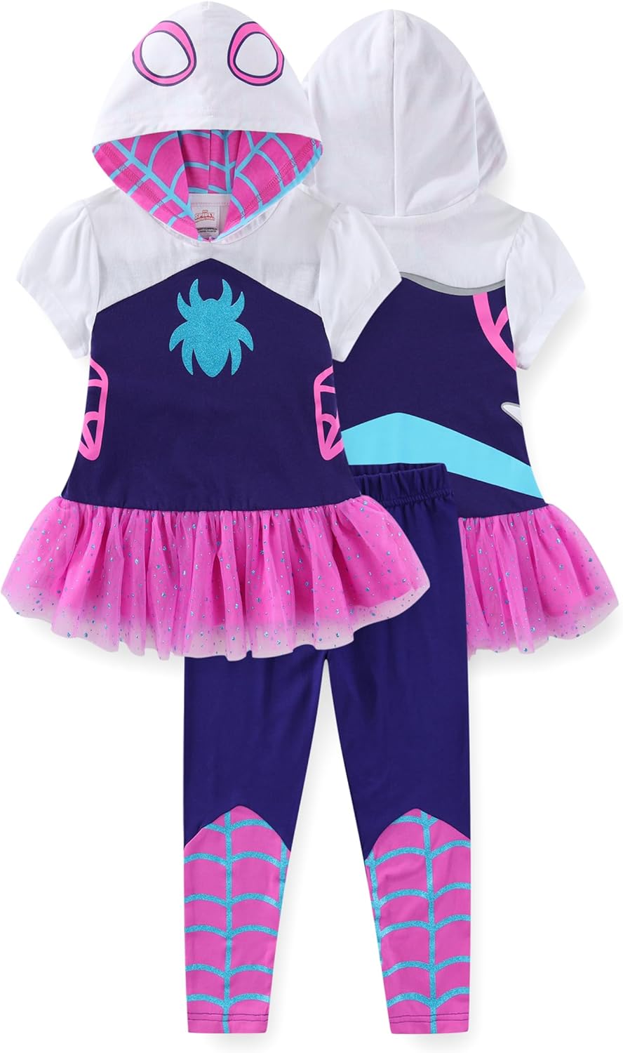 Marvel Spider-Gwen Ghost Spider Girls Cosplay Hooded Shirt Set