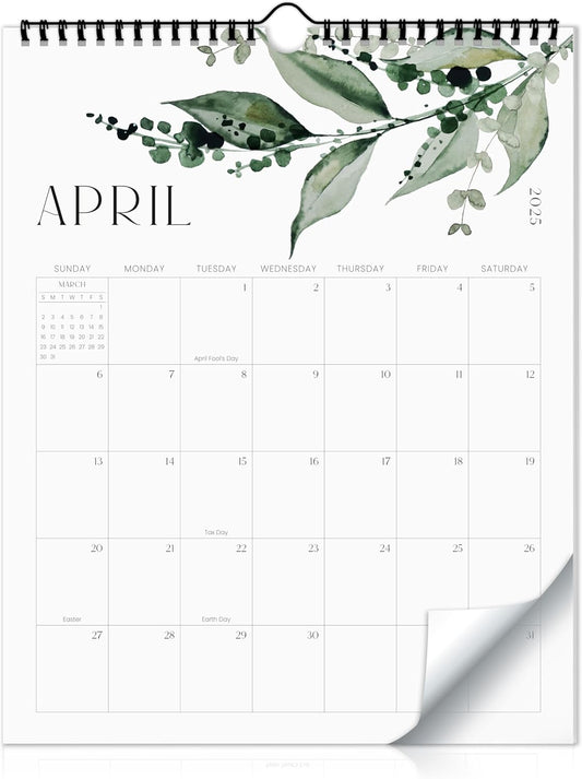 Modern Greenery Wall Calendar 2025-2026 - Easy Organizing