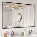 Black Rectangle Bathroom Mirror 55in x 36in - Matte Black Frame