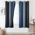 Estelar Textiler Navy Blue and Black Ombre Blackout Curtains 63 in