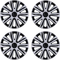 16ft Hubcaps Set of 4 - Dual Tone Silver and Black Replacement