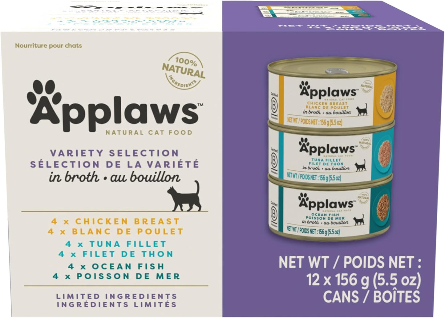 Applaws Natural Wet Cat Food in Broth - High Protein Variety Pack