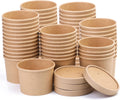 12 oz Paper Soup Cups with Lids 75 Pack - Sturdy Kraft To-Go Bowls