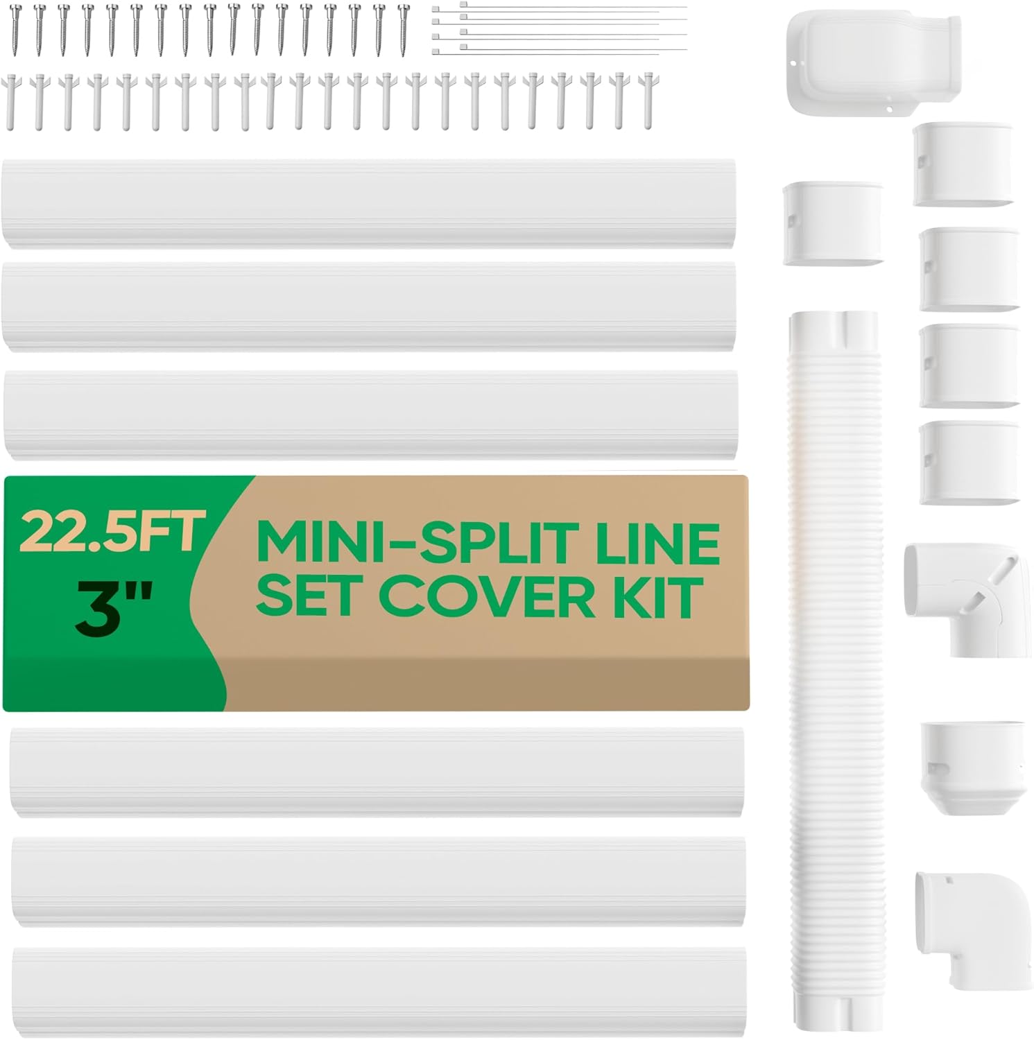 Protective Mini Split Line Cover Kit by Plusluck - Ultimate Outdoor HVAC Solution!