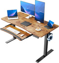 Transform Your Workspace with HUANUO Electric Standing Desk - 4 Memory Heights, Spacious Keyboard Tray & Headphone Hooks!