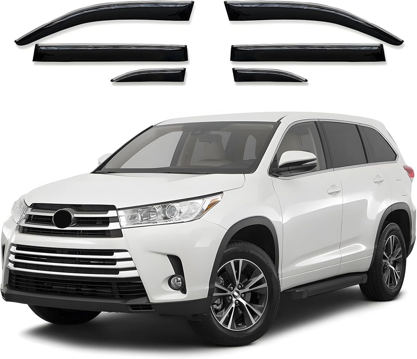 Window Visor 6 Piece Set for Toyota Highlander 2014-2019