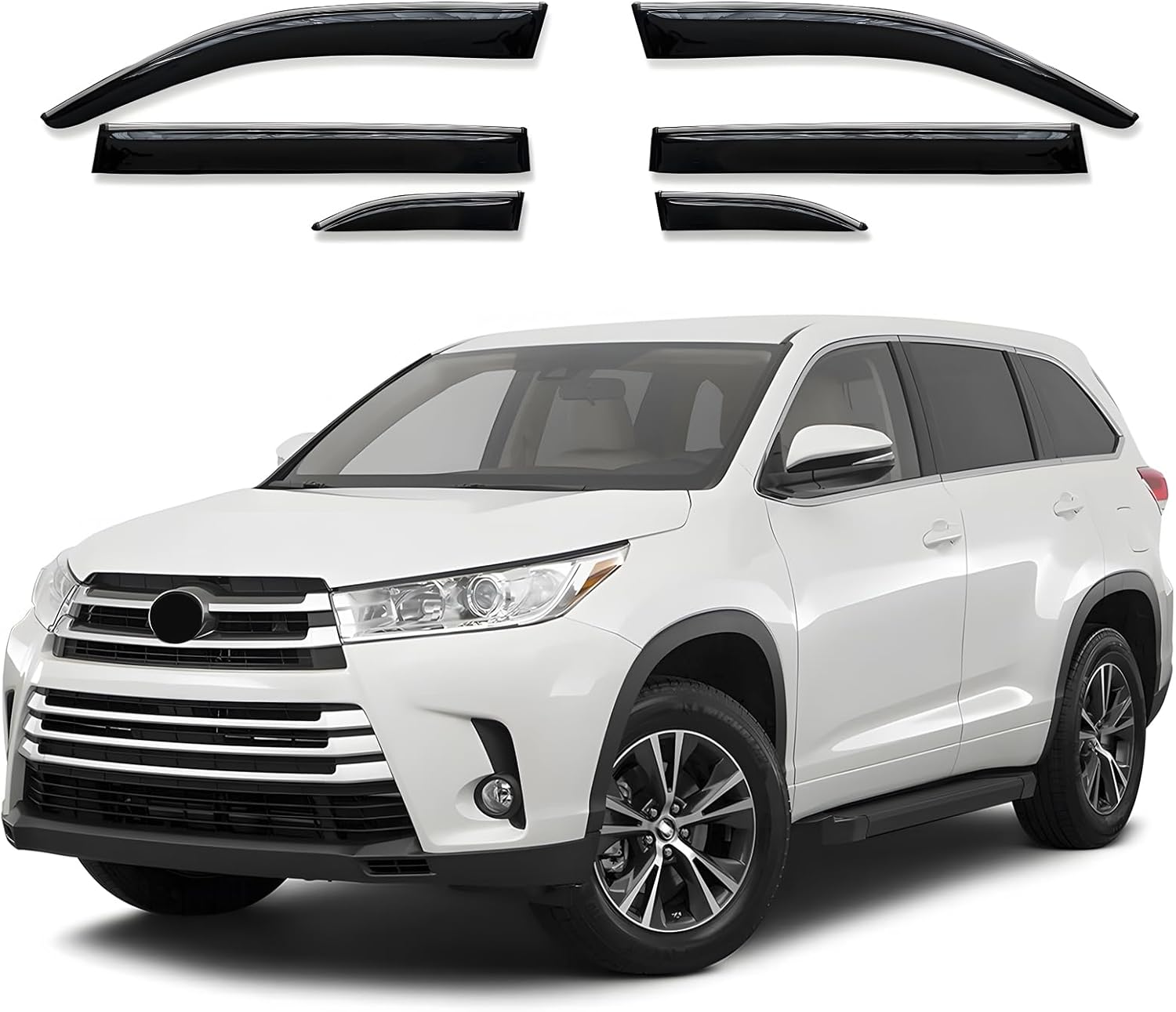 Window Visor 6 Piece Set for Toyota Highlander 2014-2019