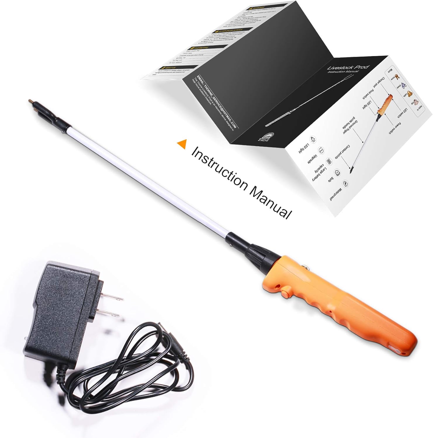 Waterproof Cattle Prod Stick with LED Light for Livestock Care