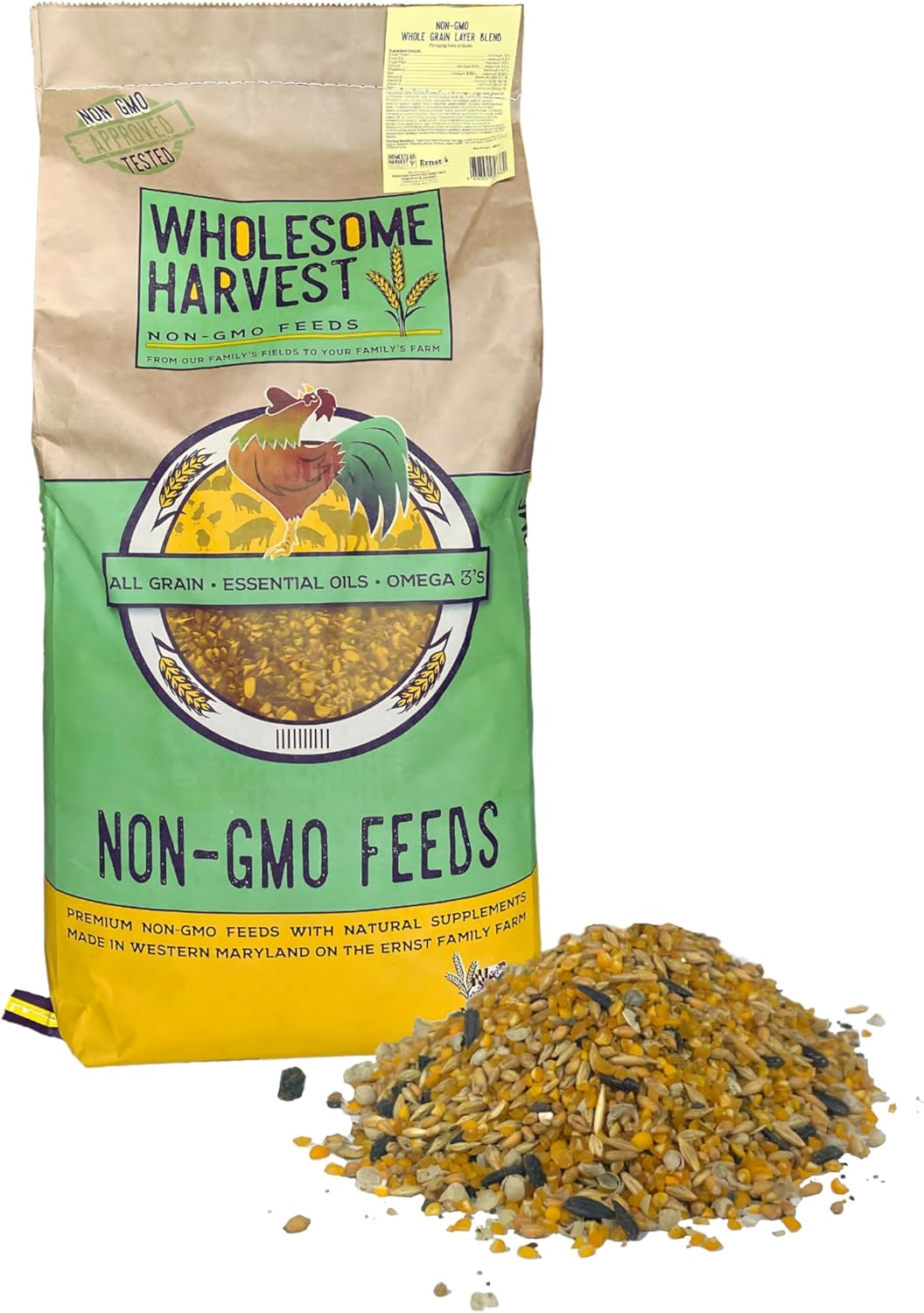 Non-GMO Whole Grain Layer Blend Chicken Feed for Healthy Hens
