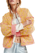 Cropped Floral Quilted Women's Puffer Jacket - Lightweight Cozy Fit