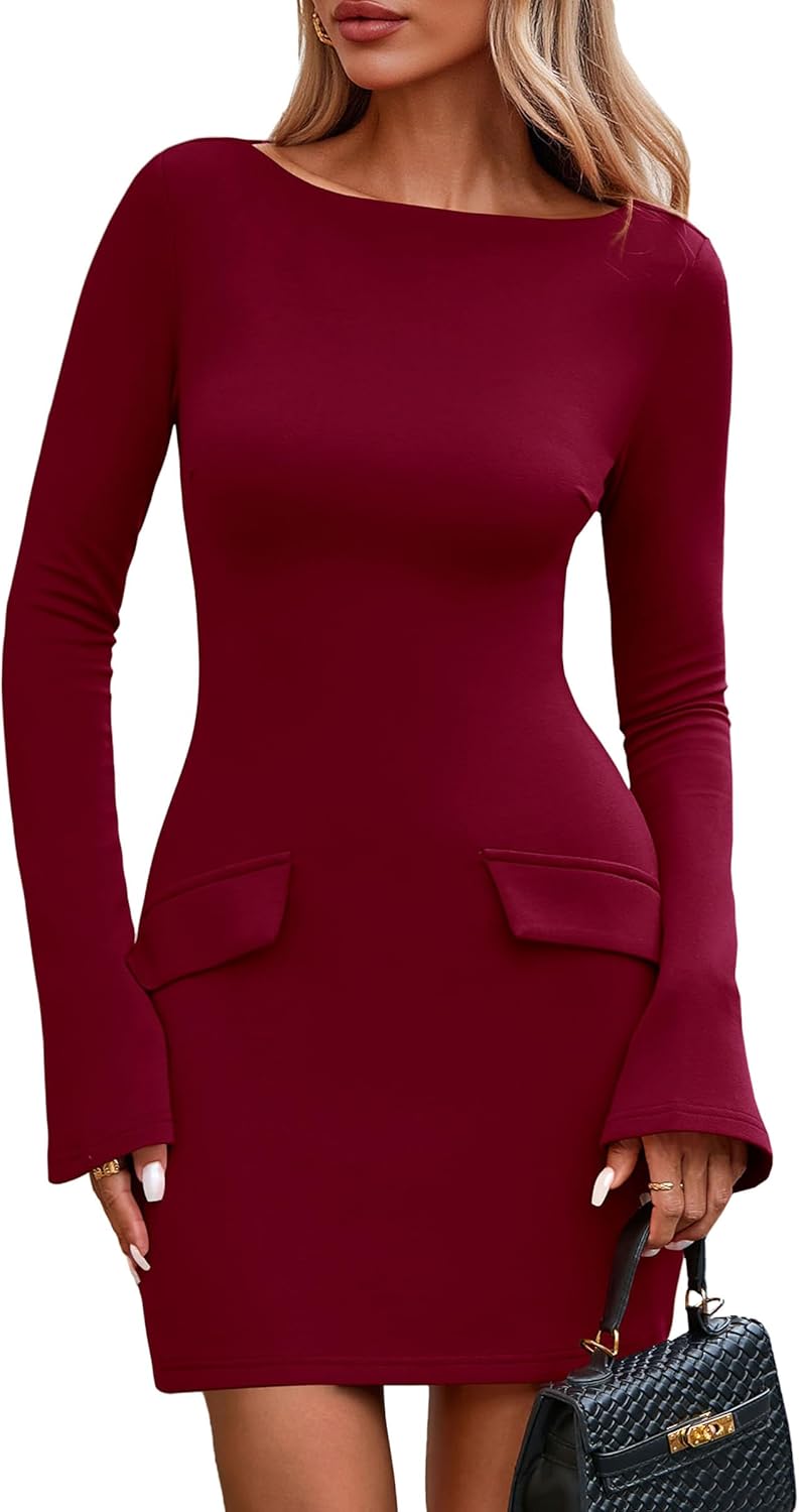 PRETTYGARDEN Womens Fall Long Sleeve Mini Dress for 2025