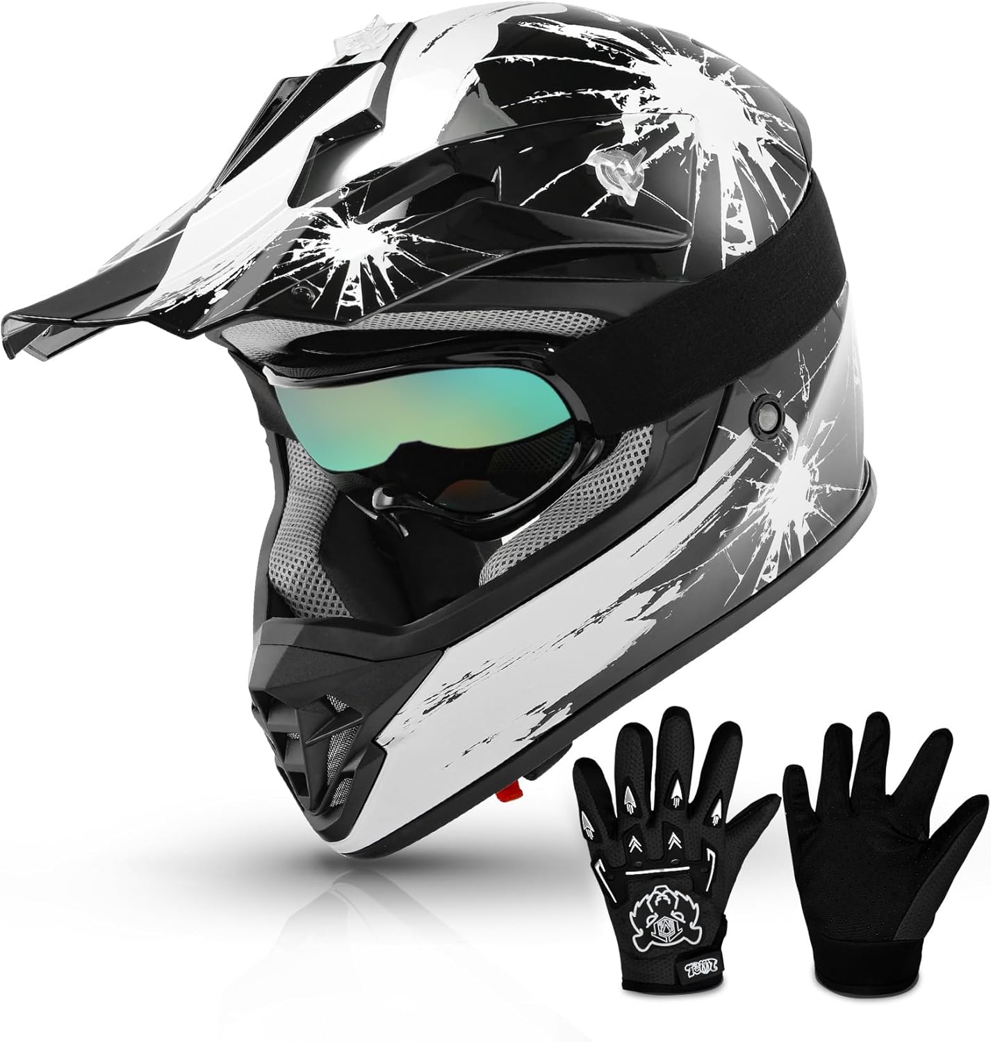 Youth Kids Dirt Bike Helmet with Goggles and Gloves for Safety