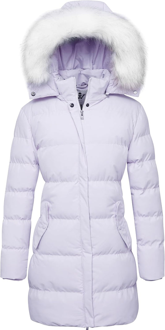 WenVen Women's Winter Thicken Puffer Coat with Faux Fur Hood