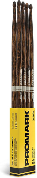 ProMark Rebound 5A FireGrain Drumsticks - Durable Hickory 4 Pairs
