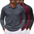 Men's Long Sleeve Polo Shirt Moisture Wicking Golf Shirt - Sun