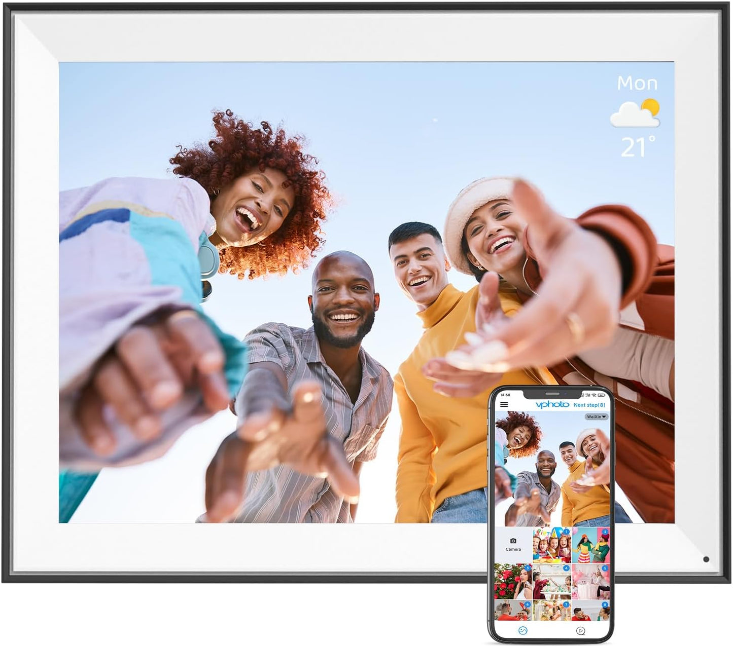 Large Digital Picture Frame 16.2 in with 32GB Storage and WiFi
