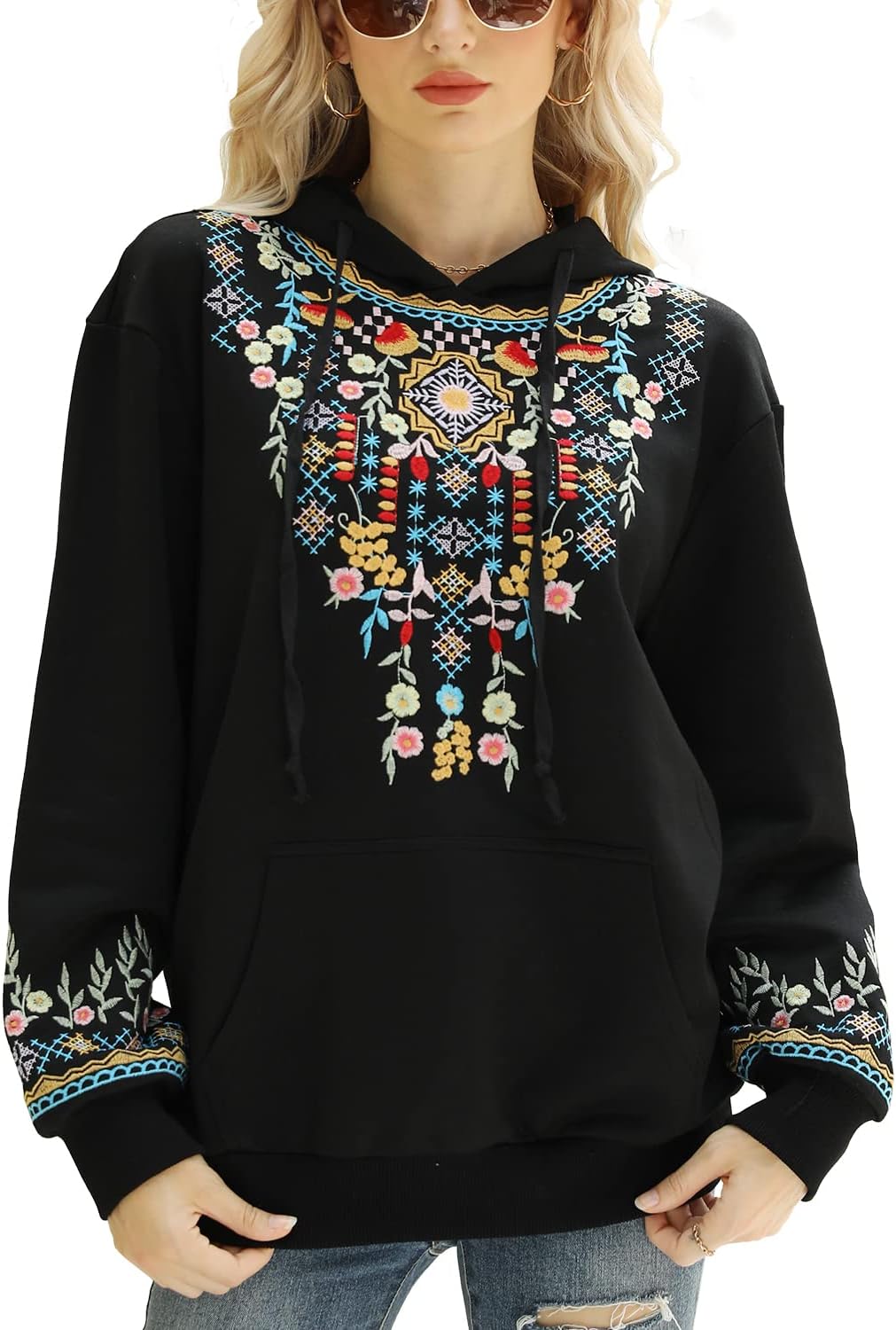Boho Chic Embroidered Sweatshirt by gosiea