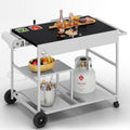 Shintenchi Pizza Oven Cart Table with Topping Station - Mobile Prep