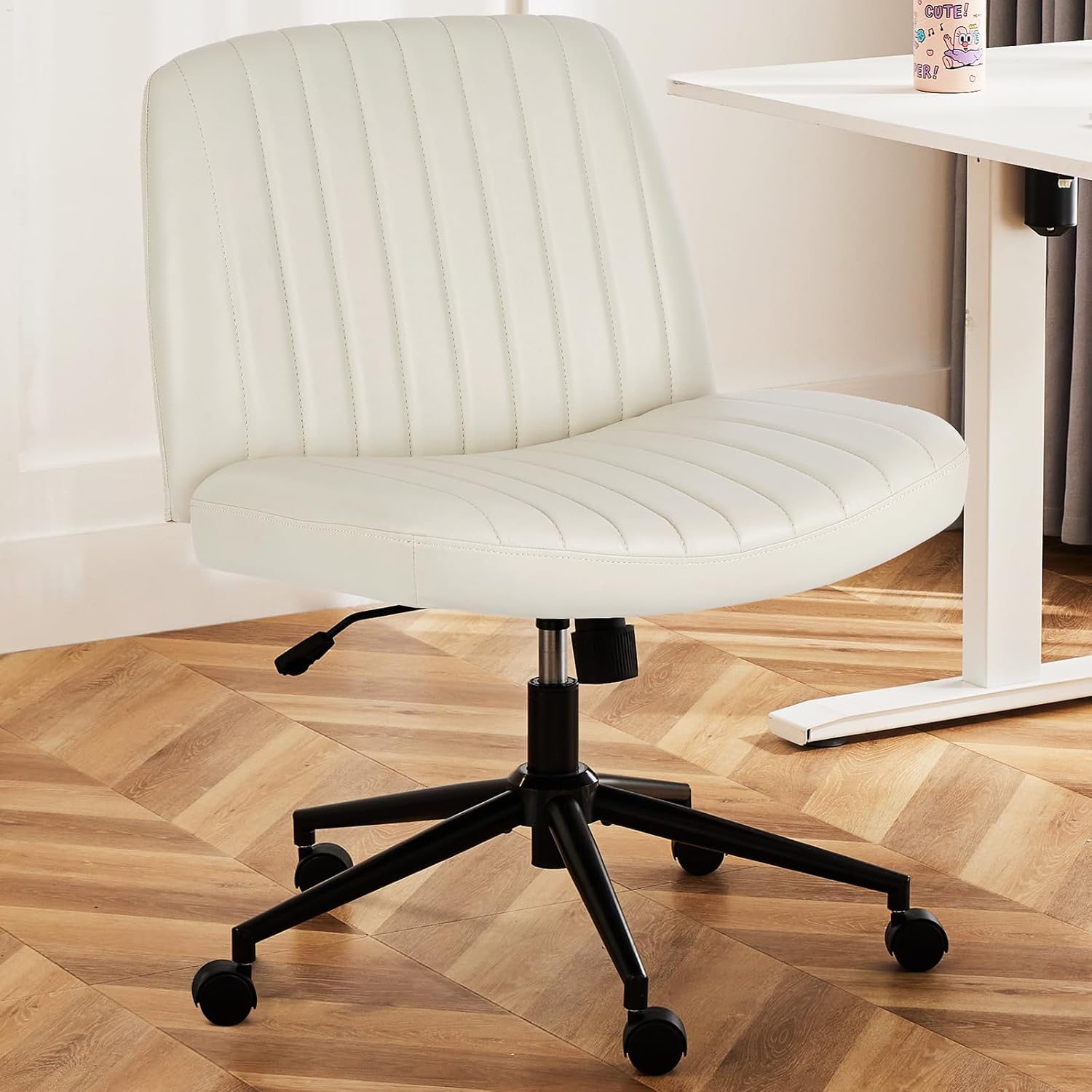 DUMOS Criss Cross Chair with Wheels for Home Office Comfort